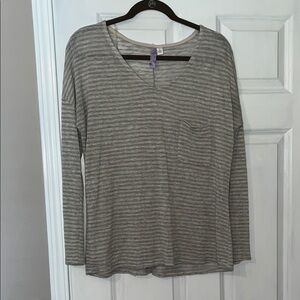 Alya Gray and Tan Relaxed Long Sleeve Tee